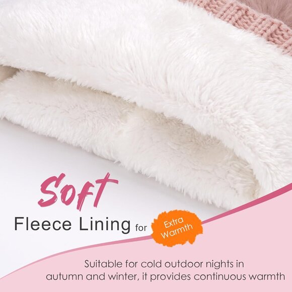 Womens Winter Fleece Lined Beanie Hat Chunky Knit Pom Pom Skull Cap Gifts - Picture 2 of 6